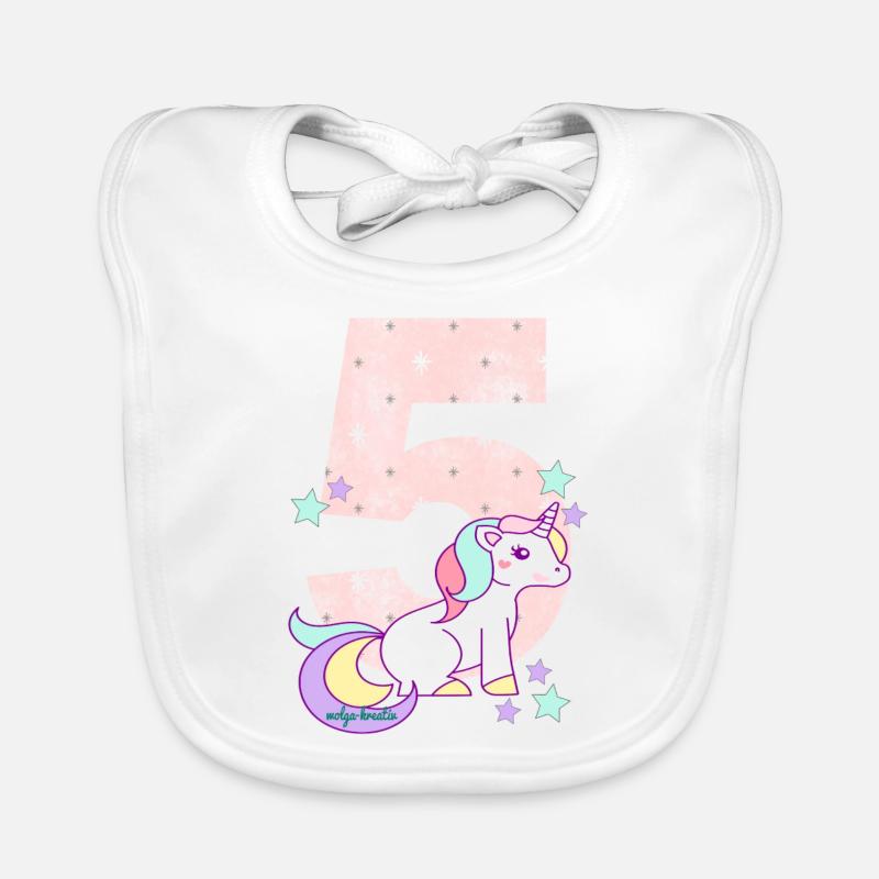Geburtstag Zahl 5 Einhorn Stern Sterne Baby Bio-Lätzchen