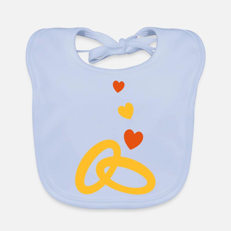 zwei Gold-Ringe mit der Ehe Hochzeit Baby Bio-Lätzchen