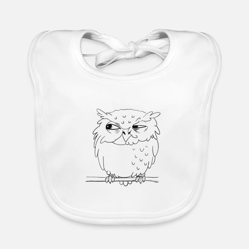 skeptical eagle owl (white eyes) Organic Baby Bibs