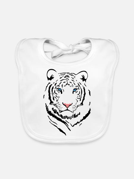 White Tiger #2 - Organic Baby Bibs - white - Front