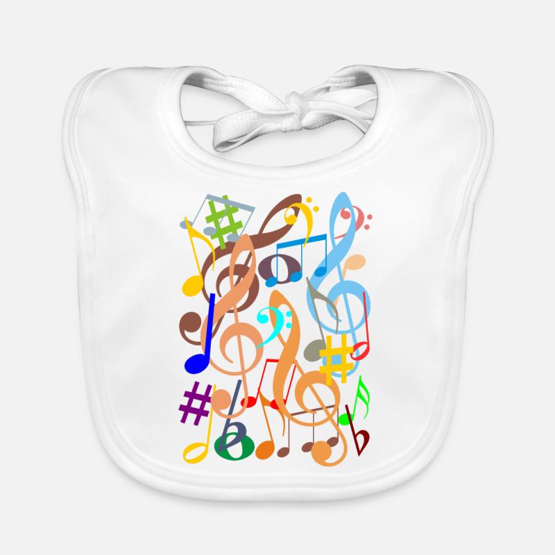 Notes de musique - Bavoir bio Bébé - blanc