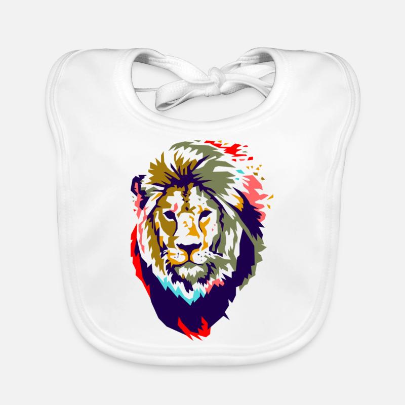 Cadeau de style urbain de conception de graffiti coloré de lion - Bavoir bio Bébé - blanc