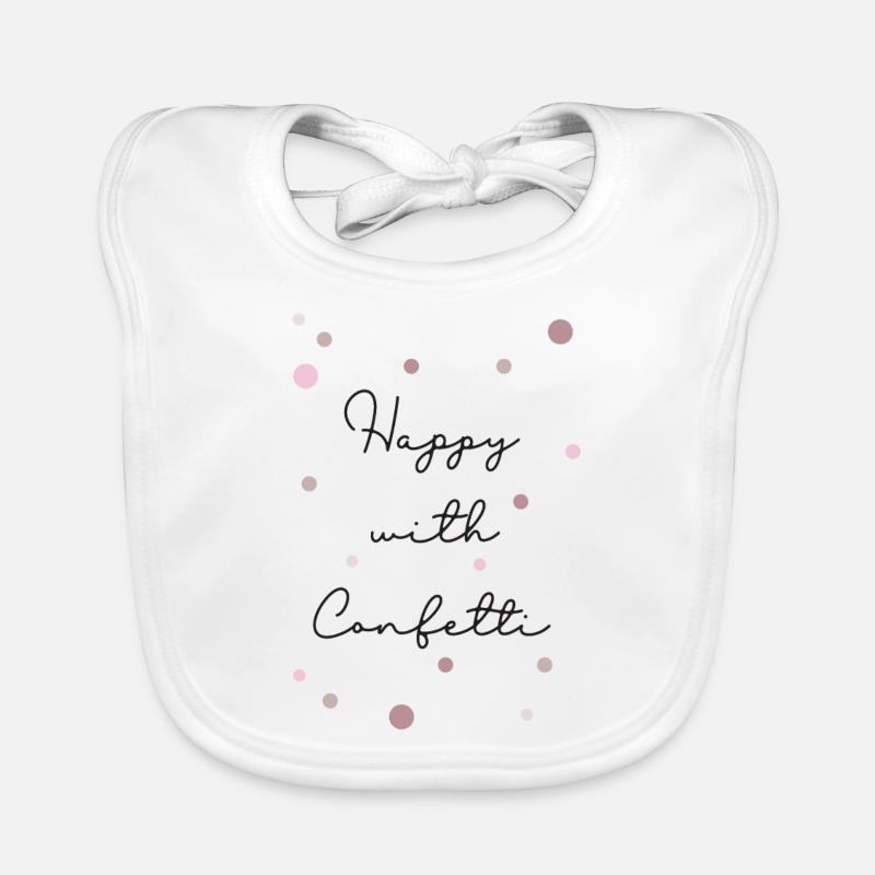 Heureux avec des confettis, cadeaux, confettis, carnaval, Bavoir bio Bébé