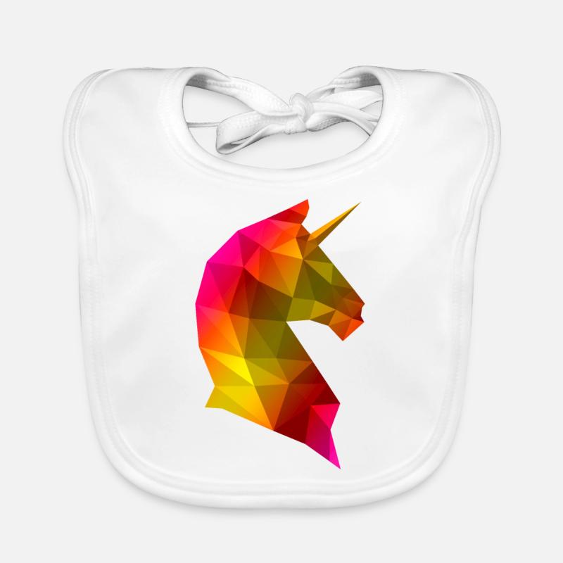 Unicorn Lowpoly Rainbow 3D Organic Baby Bibs