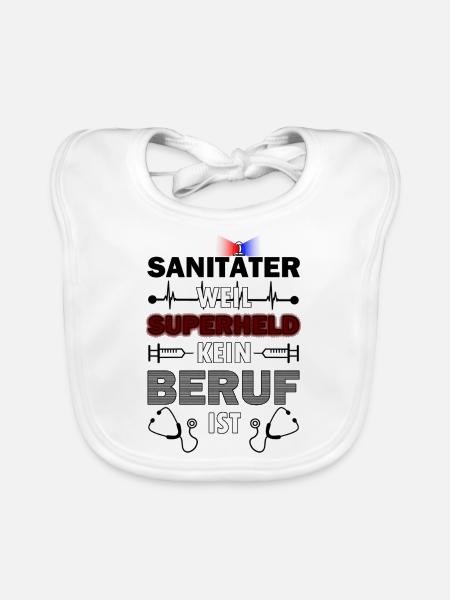 Superheld Beruf Sanitäter Geschenk - Baby Bio-Lätzchen - Weiß - Vorne