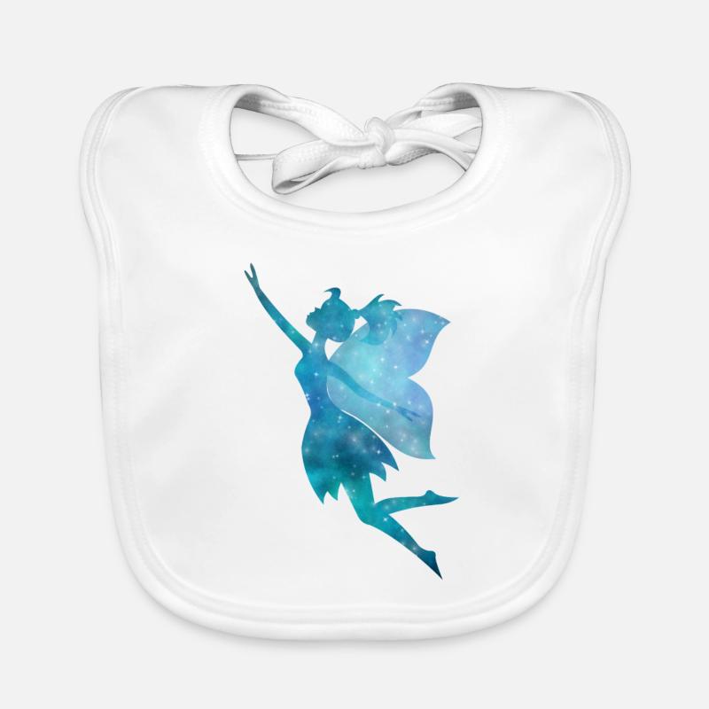 Fée Galaxy silhouette Turquoise - Bavoir bio Bébé - blanc