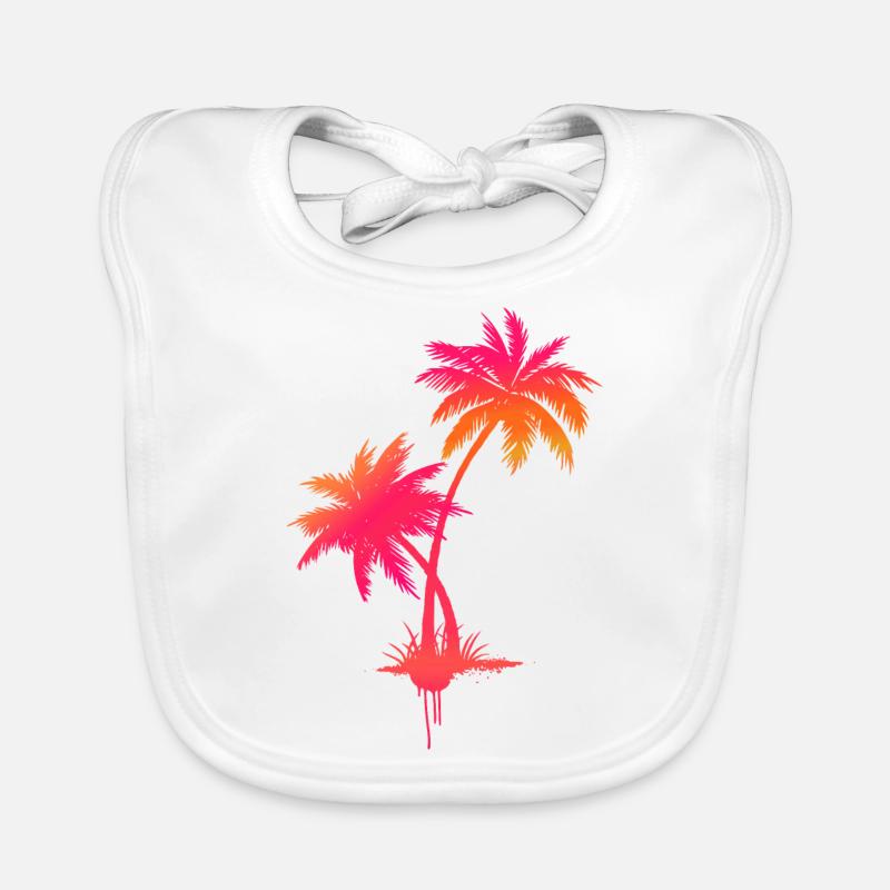 Palm tree graffiti in neon surf style Organic Baby Bibs