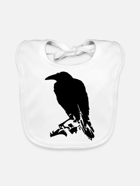 Raven / Raven (1c) - Organic Baby Bibs - white - Front