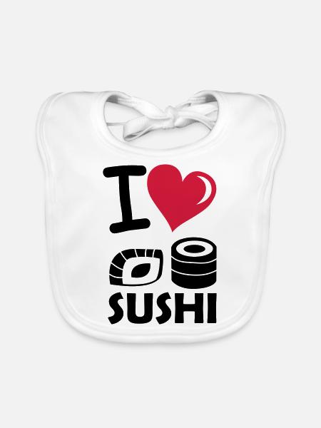 i_love_sushi - Organic Baby Bibs - white - Front