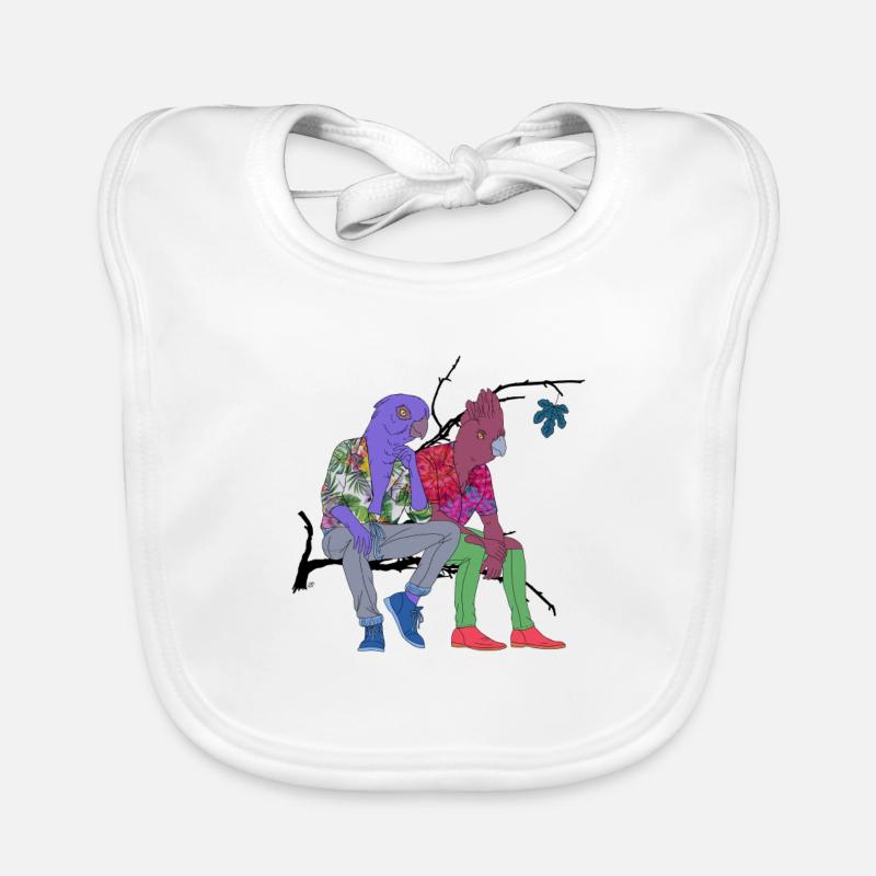 Parrots sitting Organic Baby Bibs