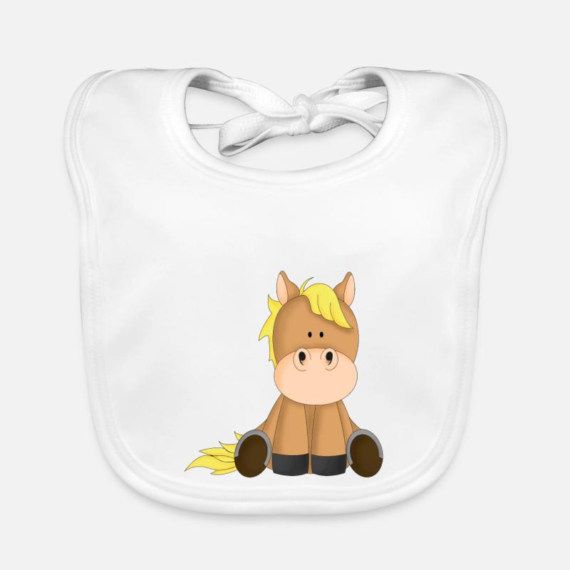 Cheval - Bavoir bio Bébé - blanc