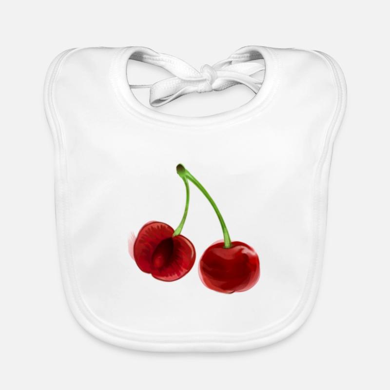 Cerises Paire de cerises - Bavoir bio Bébé - blanc