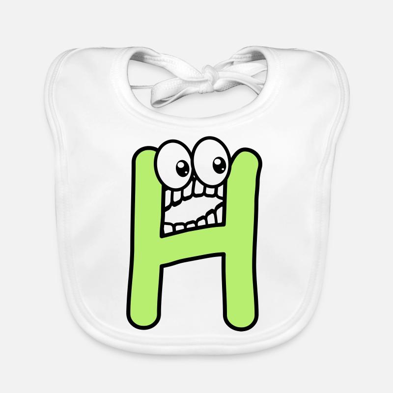 H - Buchstabe H mit Augen 👀 Baby Bio-Lätzchen