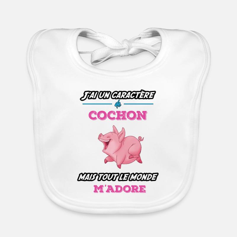 Caractère de cochon - Bavoir bio Bébé - blanc