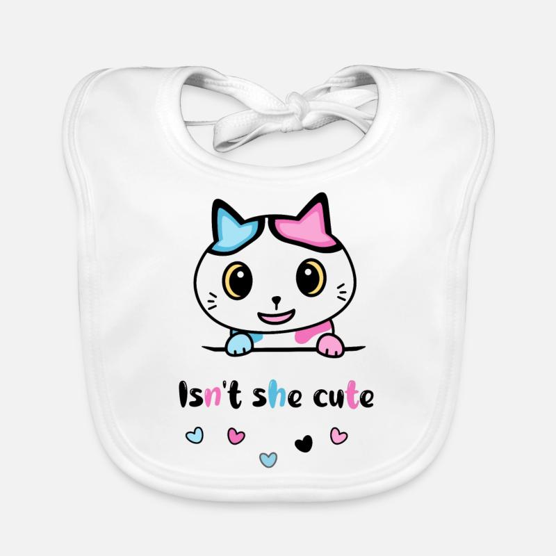 Little cat "Isn't she cute" Baby Bio-Lätzchen