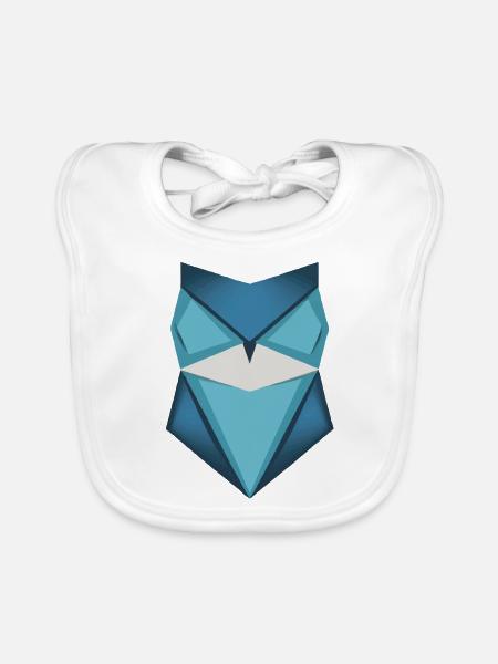 Blaue Eule Origami Kunst - Baby Bio-Lätzchen - Weiß - Vorne