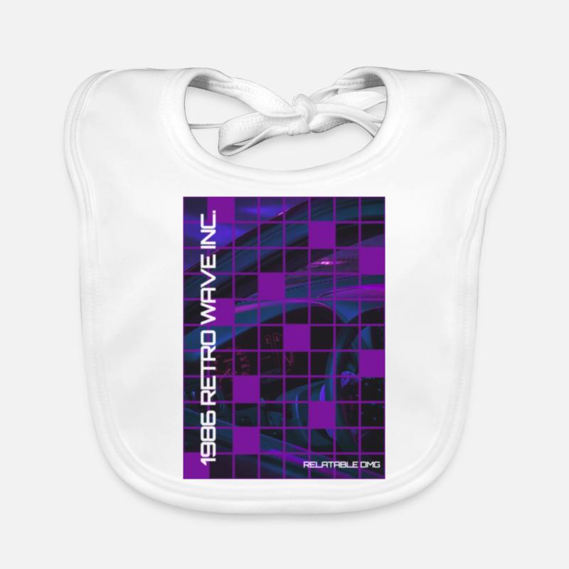 '86 Retro Wave Synthwave Car Interior - Baby Bio-Lätzchen - Weiß