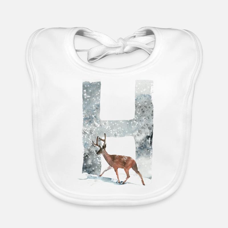 H – decorative character – winter Organic Baby Bibs