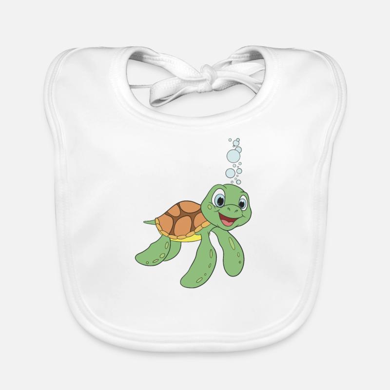 Cute turtle in comic style Organic Baby Bibs