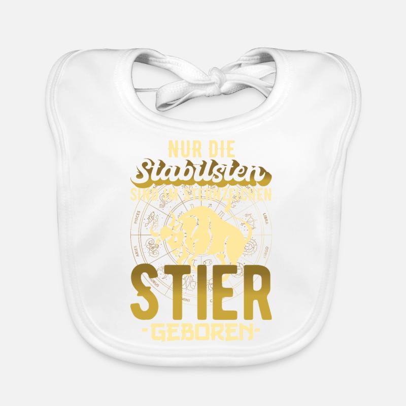 Sternzeichen Stier Geburtstag Geschenk - Baby Bio-Lätzchen - Weiß