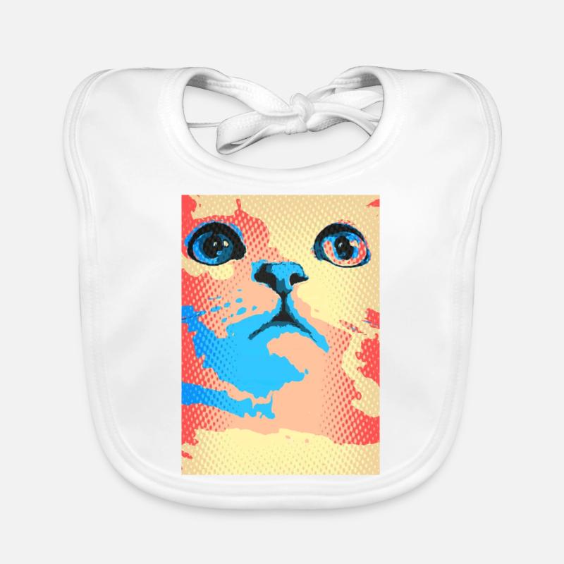 Cat with funny eyes Warhol style Organic Baby Bibs