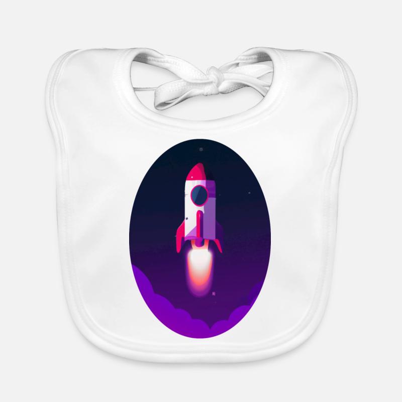 Fusée spatiale - Bavoir bio Bébé - blanc