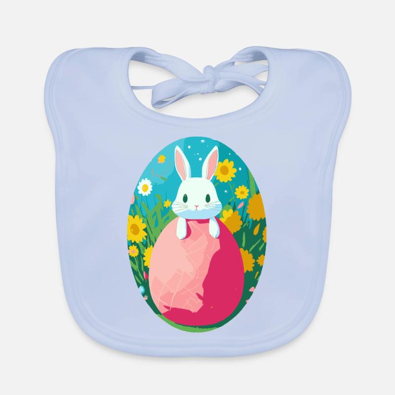 Süßer Hase mit riesen Osterei Baby Bio-Lätzchen