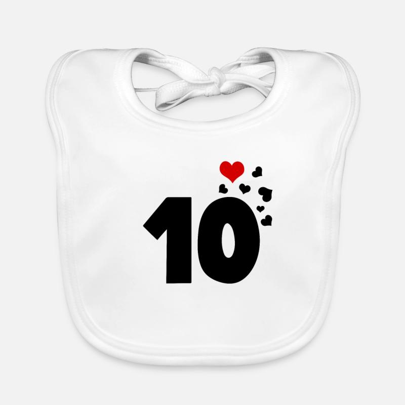 10 Herzen 10. Geburtstag Baby Bio-Lätzchen