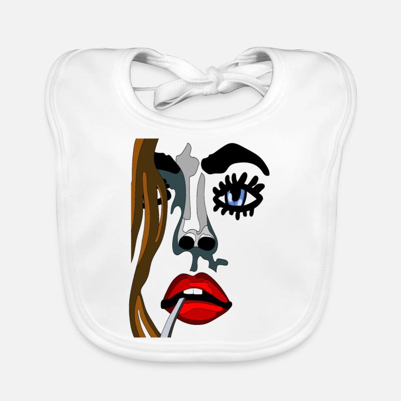 Eyes on model face with red lips Organic Baby Bibs