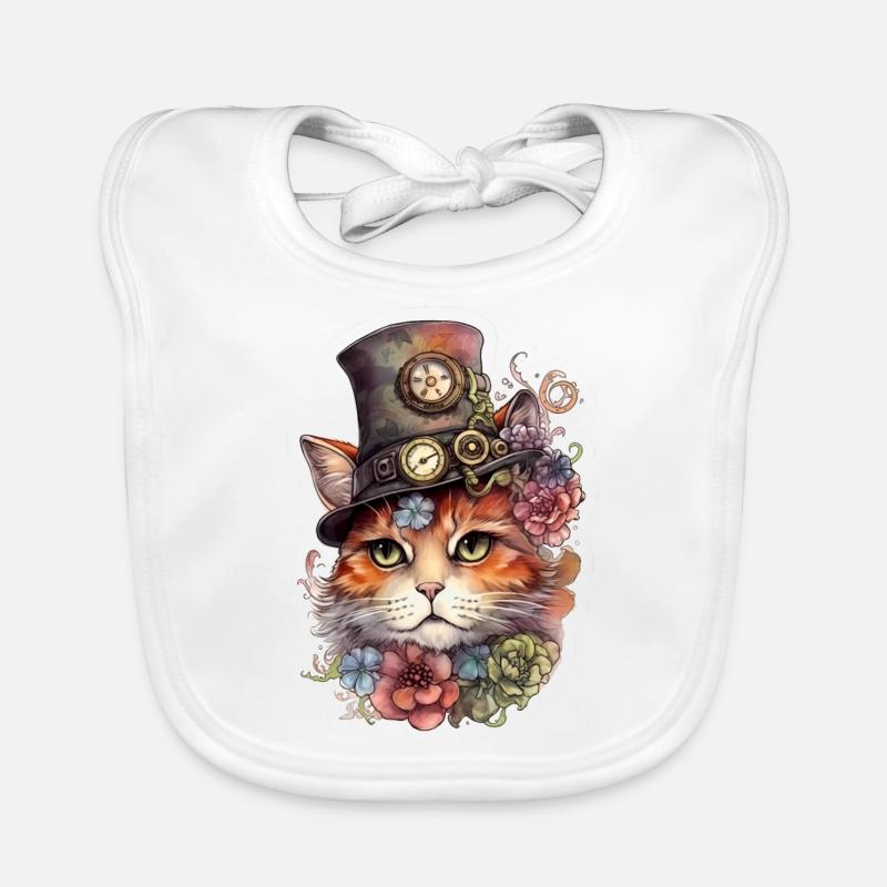 Chat Steampunk avec chapeau Bavoir bio Bébé