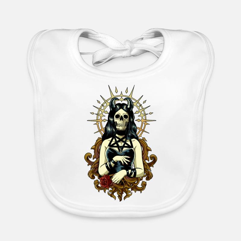Esthétique gothique Goth Filles Pentagramme Croix de Saint-Pierre - Bavoir bio Bébé - blanc