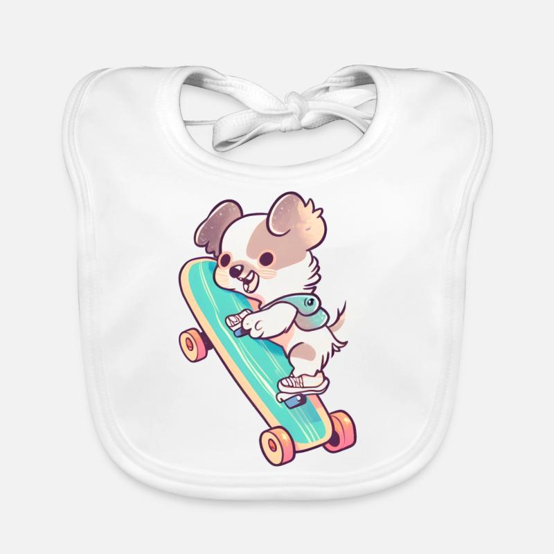 Un cane su uno skateboard Bavaglino ecologico per neonato