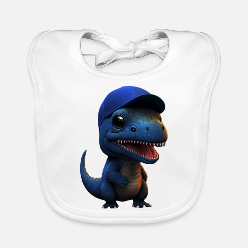 Mignon bébé dinosaure avec Navy Cup - Bavoir bio Bébé - blanc