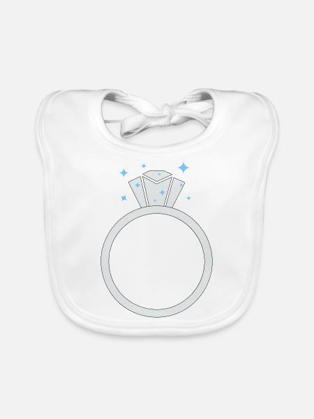 Diamond Wedding ring - Organic Baby Bibs - white - Front