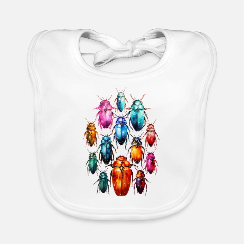 Cool Watercolors Boho Beetle Insects Organic Baby Bibs