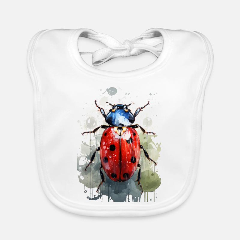 Aquarelle Cool Boho Lady’s Insect - Bavoir bio Bébé - blanc