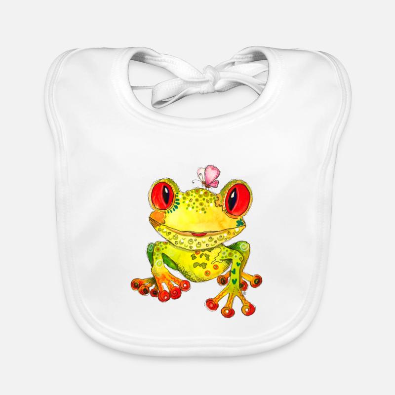 Fronk la grenouille - Bavoir bio Bébé - blanc