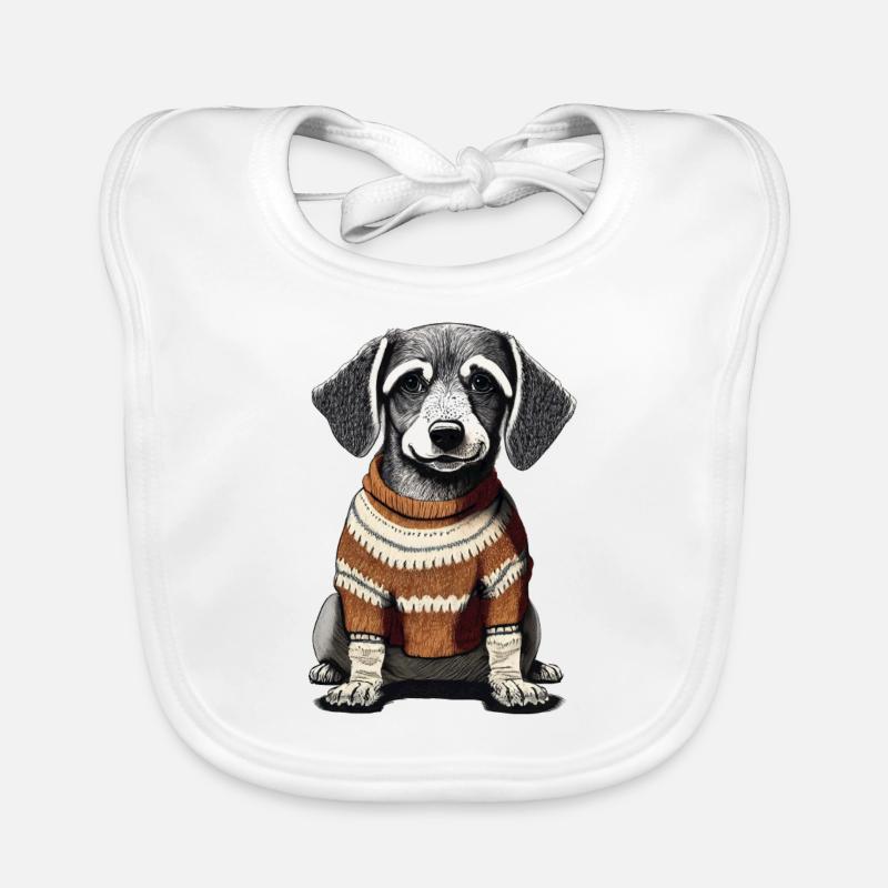 Hund mit Pullover Baby Bio-Lätzchen