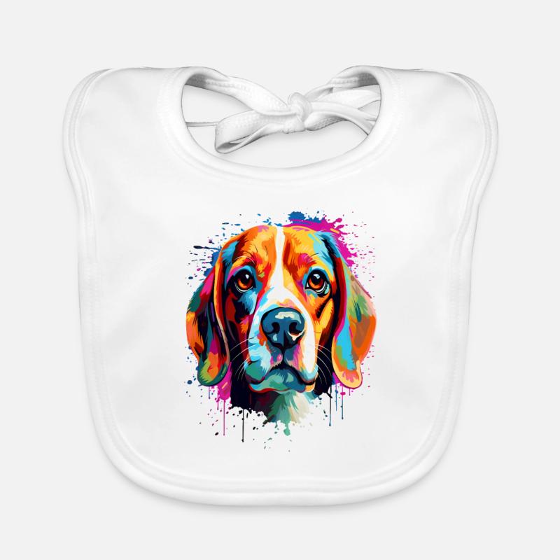 Beagle coloré Bavoir bio Bébé