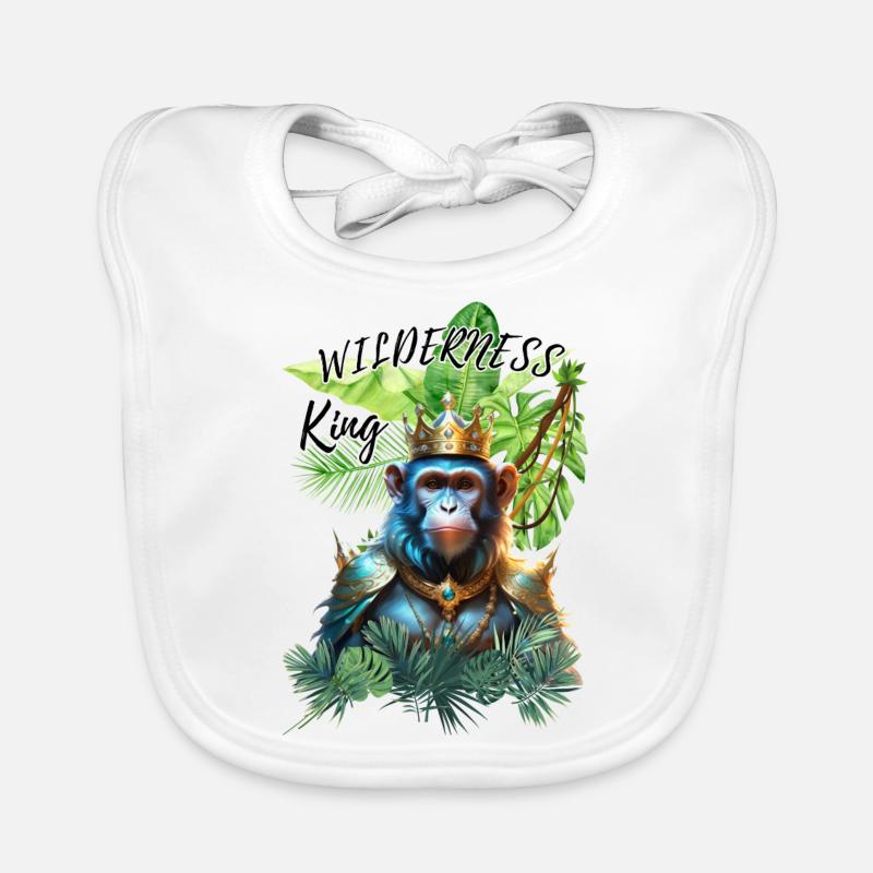 Monkey Design - Singe avec couronne dans la jungle Bavoir bio Bébé