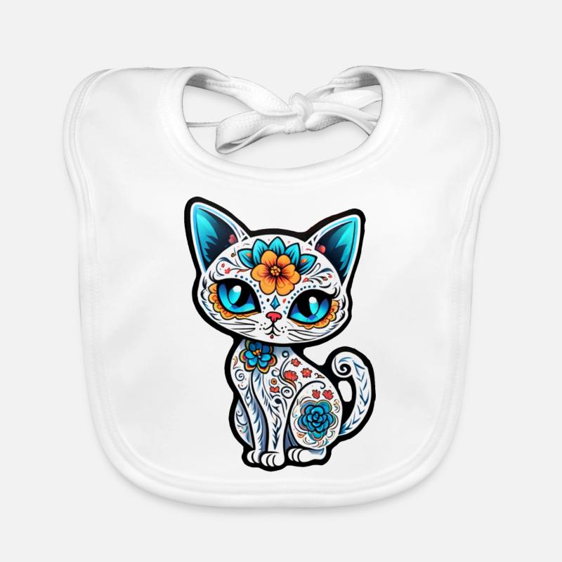Katze Mexiko - Dia de los Muertos - Baby Bio-Lätzchen - Weiß