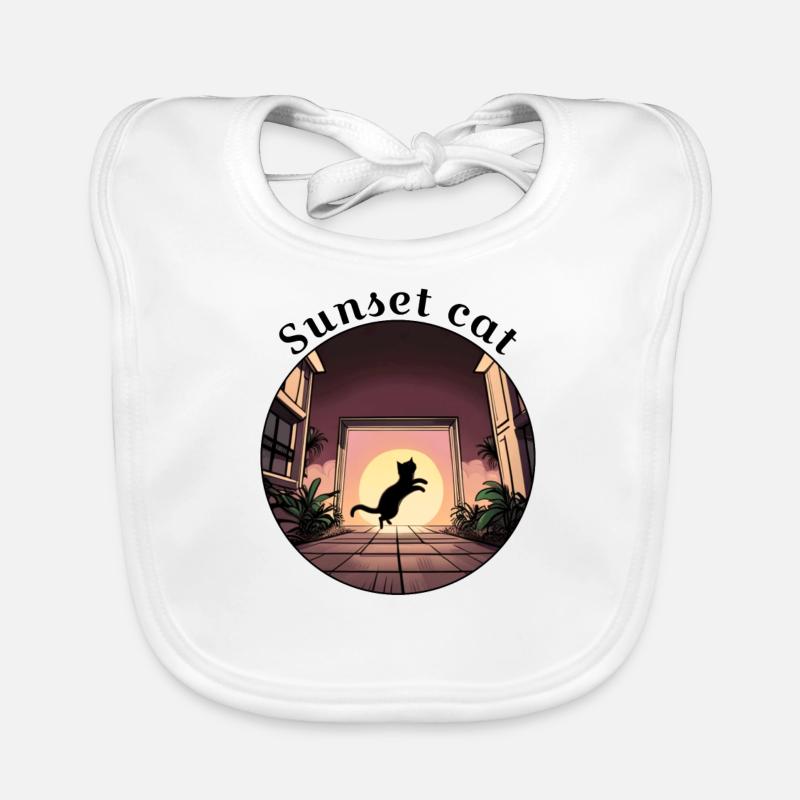 Coucher de soleil chat 1 Bavoir bio Bébé