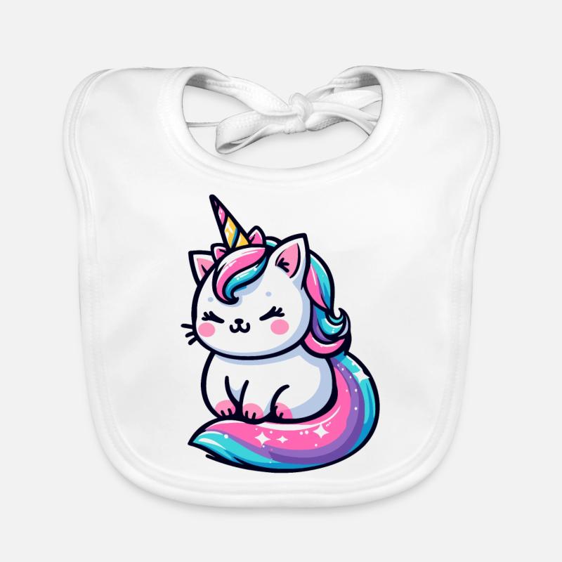 Mignon petit chat licorne Bavoir bio Bébé