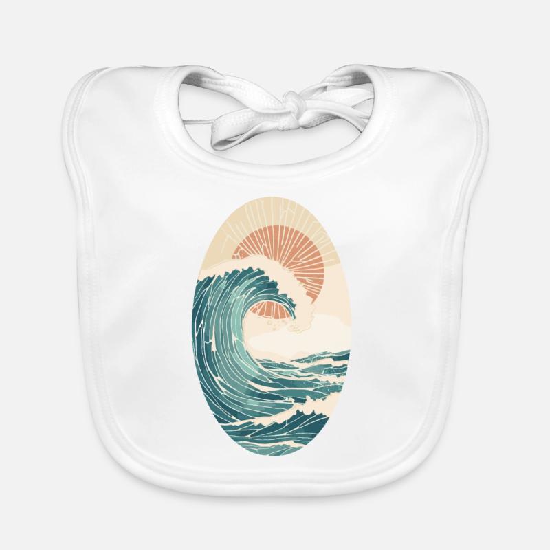 Colorful Waves and Sun Surf Design - Perfect Surf Organic Baby Bibs