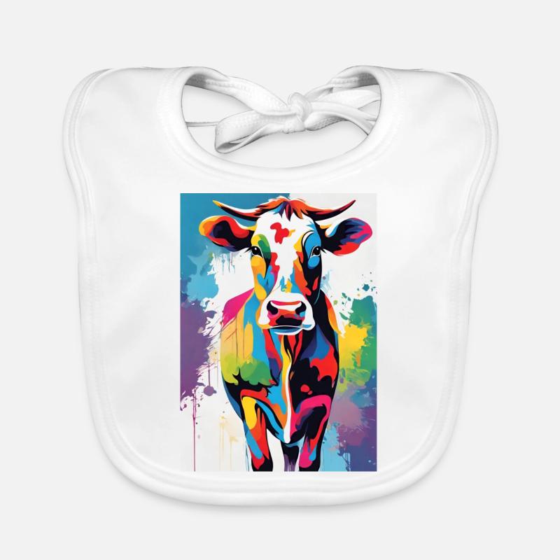 Vache colorée - Bavoir bio Bébé - blanc