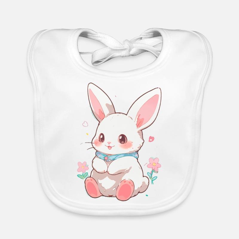 Lapin Pâques Sweet - Bavoir bio Bébé - blanc