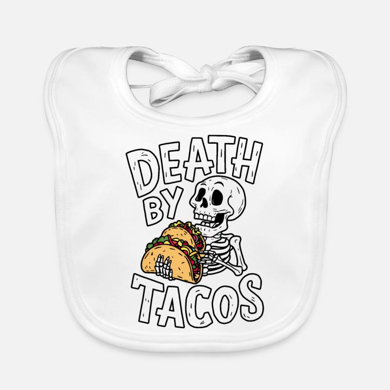 Humorous Skeleton Feast Death By Tacos Design Organic Baby Bibs