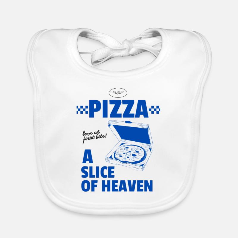 Pizza - Une tranche de paradis - Bavoir bio Bébé - blanc