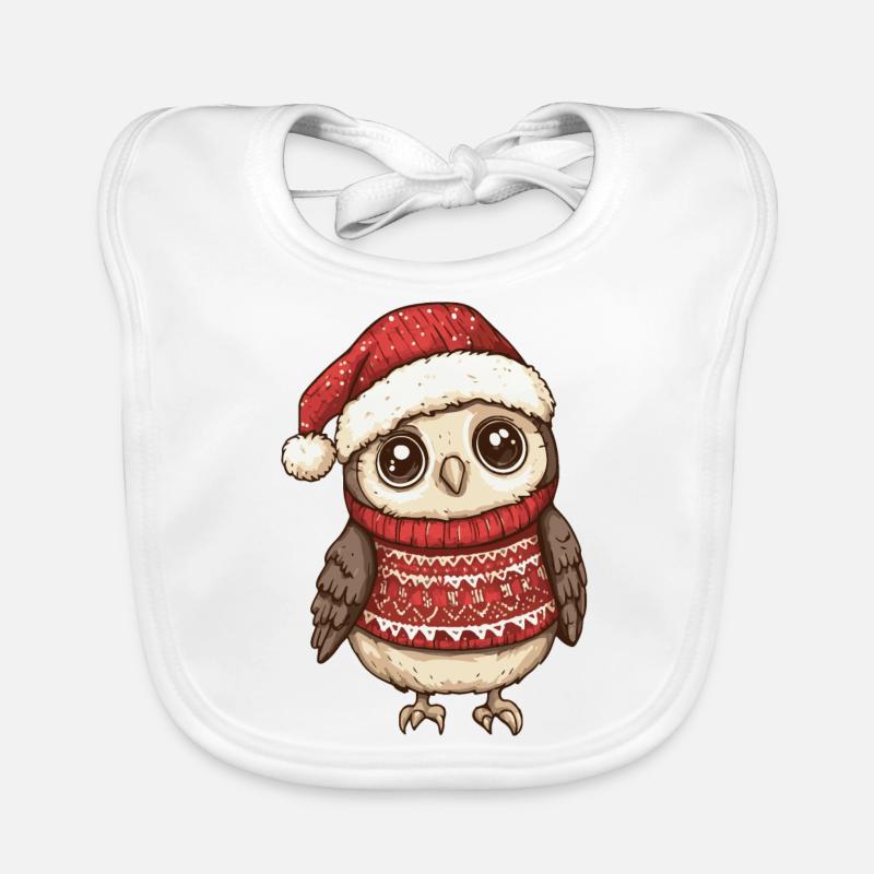 Eule Weihnachten - Baby Bio-Lätzchen - Weiß