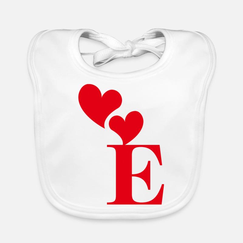 Letter e red heart Organic Baby Bibs